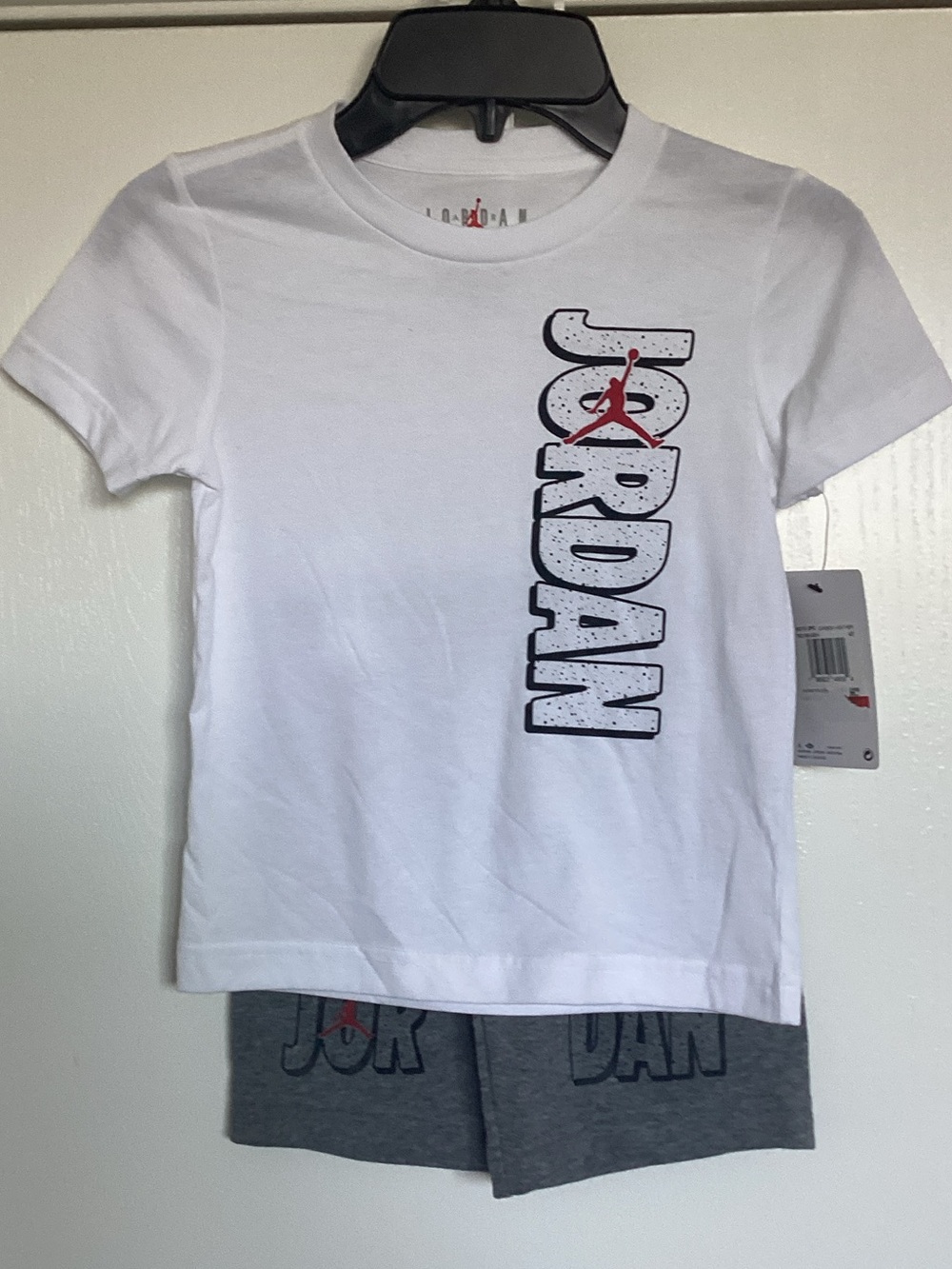 Jordan White Short-Sleeve Tee & Gray Shorts Set